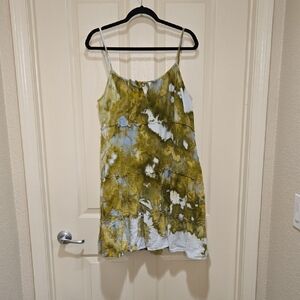 GAP Olive and White Tie-Dye Mini Dress